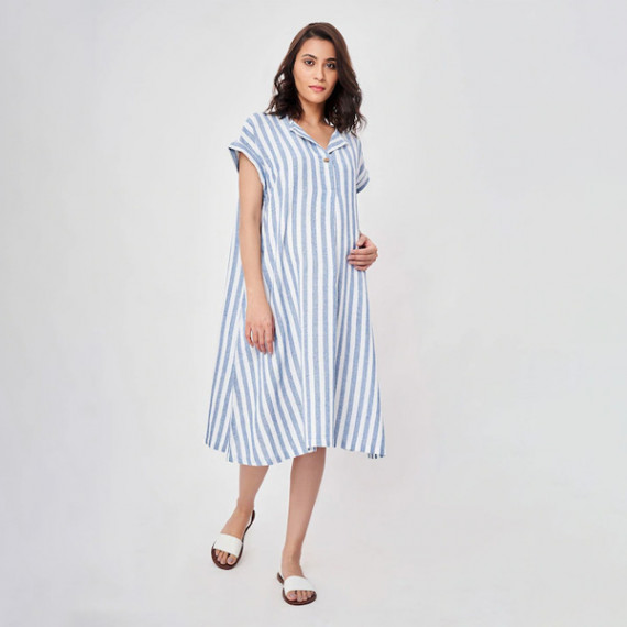 https://fabrora.in/products/blue-striped-maternity-shirt-midi-dress