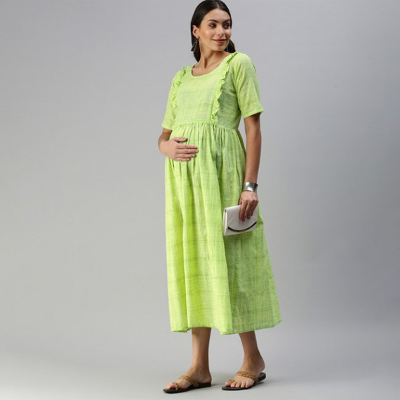 https://fabrora.in/products/lime-green-woven-design-handloom-maternity-a-line-midi-dress