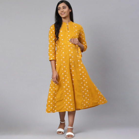 https://fabrora.in/products/women-mustard-yellow-off-white-printed-pure-cotton-maternity-a-line-dress