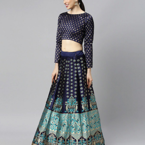 https://fabrora.in/products/blue-green-woven-design-lehenga-choli